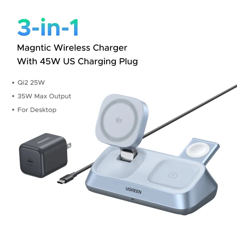 Qi2 3-in-1 Magnetic Wireless Charger Stand