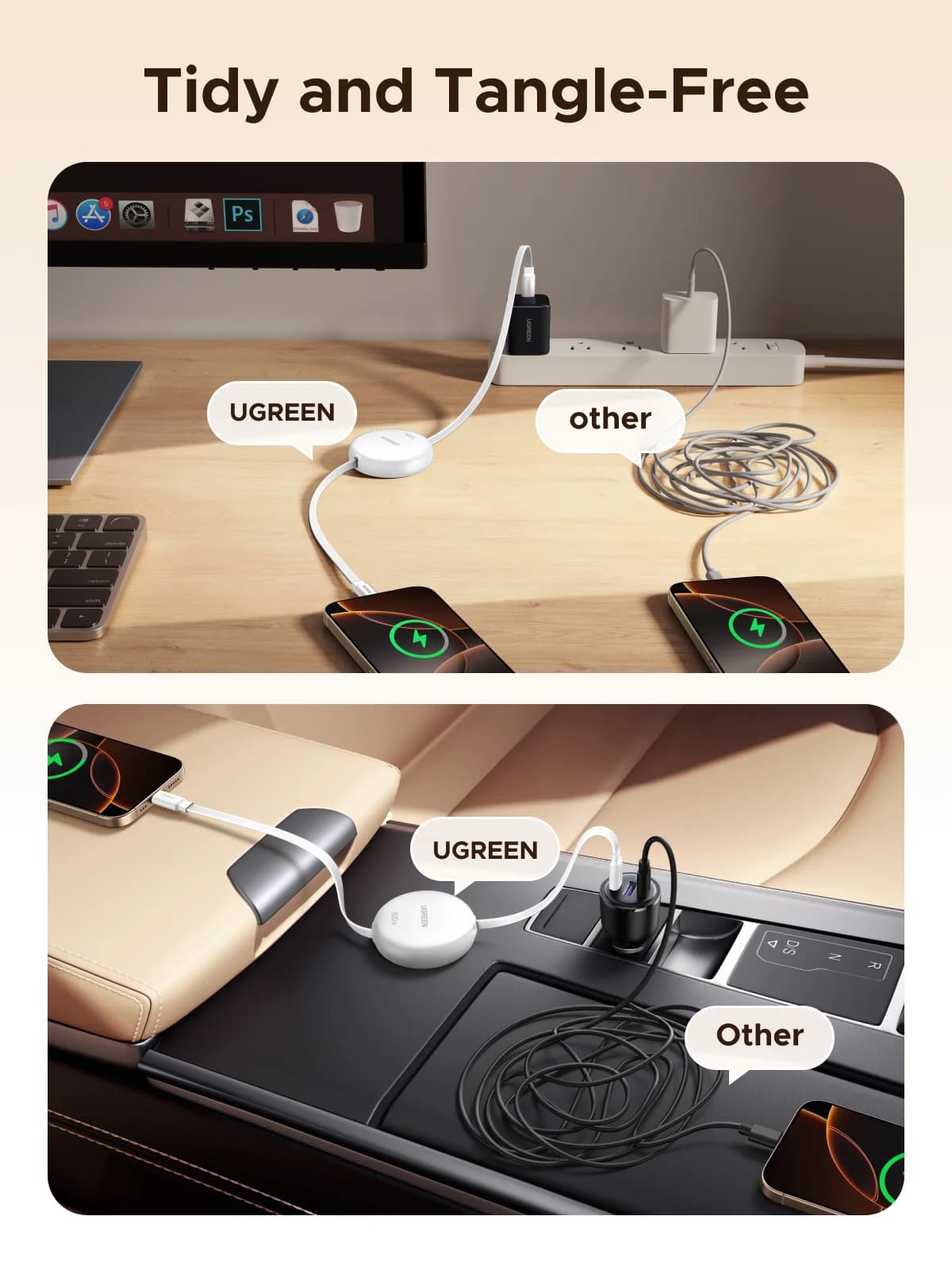 Retractable USB-C to USB-C Cable, 100W PD