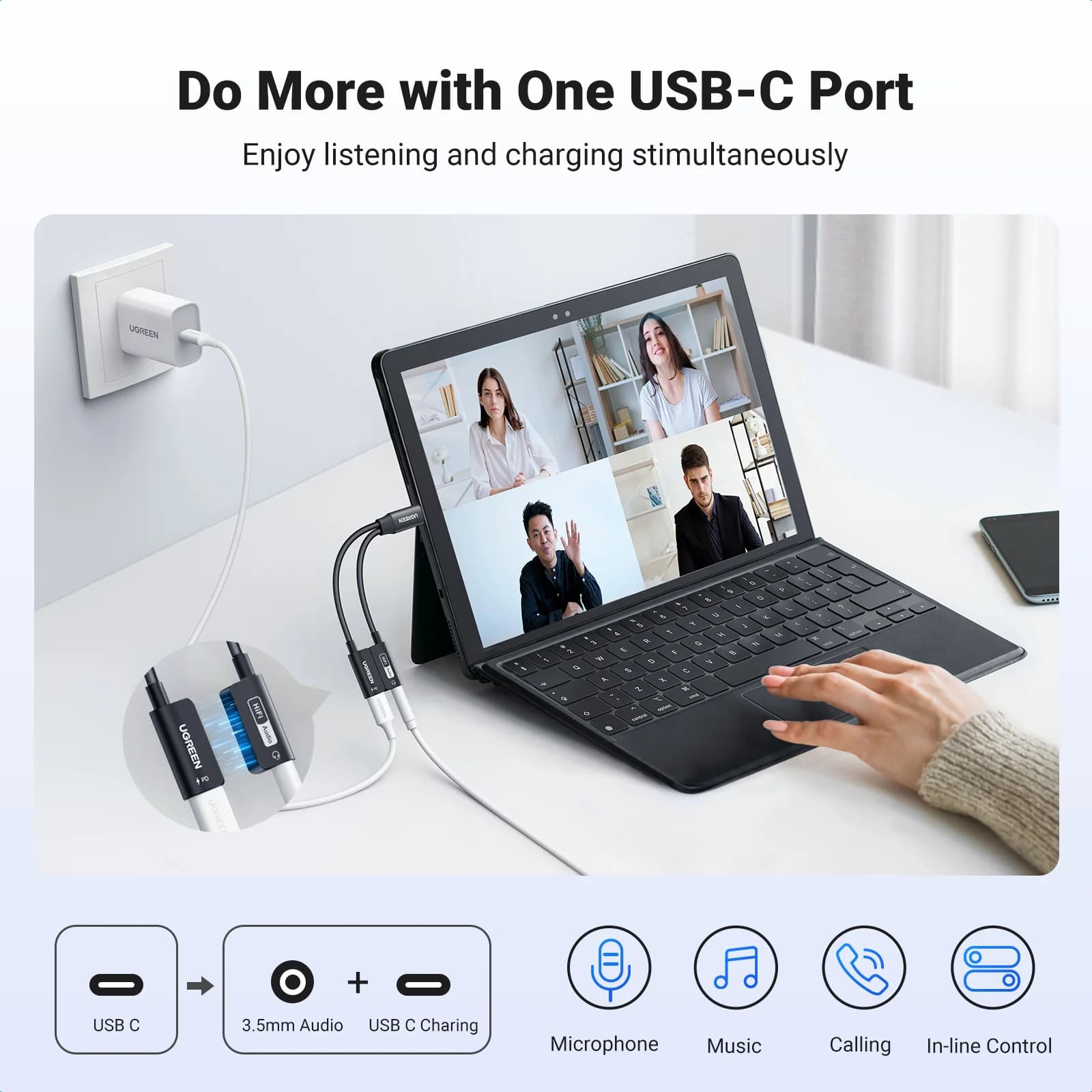 USB-C to 3.5mm AUX Audio Adapter with DAC Chip