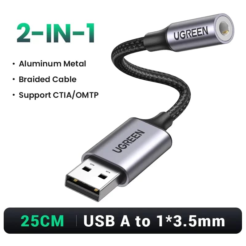 USB to 3.5mm External Sound Card Adapter