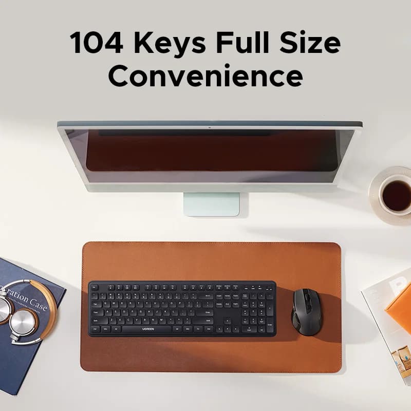Ultra-Slim Wireless Keyboard, 104 Keys, Black