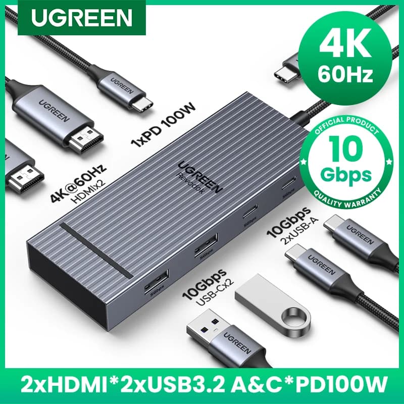7-in-1 USB-C Hub with Dual 4K HDMI and PD100W