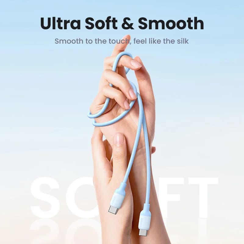 Soft Silicone USB-C to USB-C Cable, 60W PD, 3A