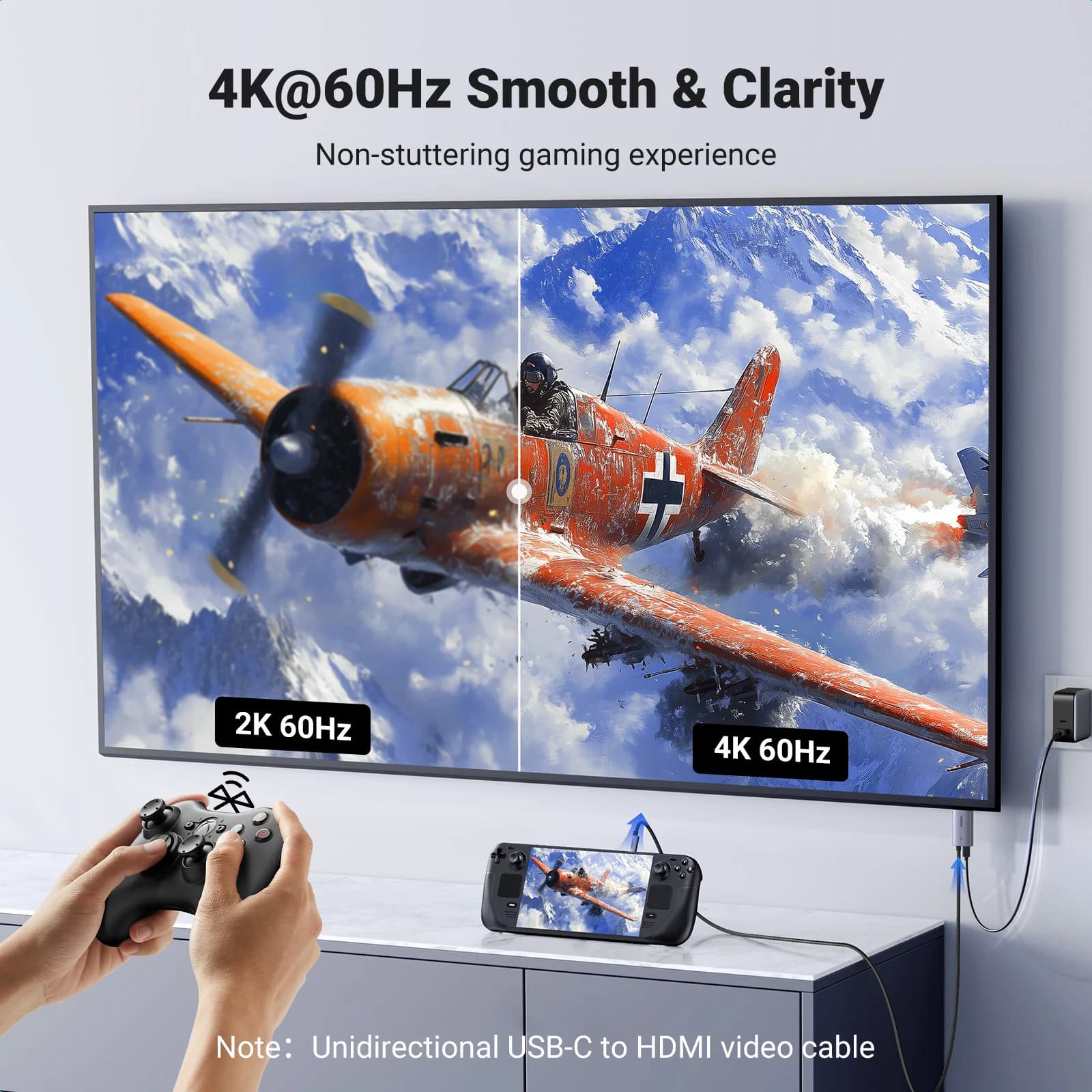 USB-C to HDMI Cable, 4K@60Hz, 100W PD, 2m