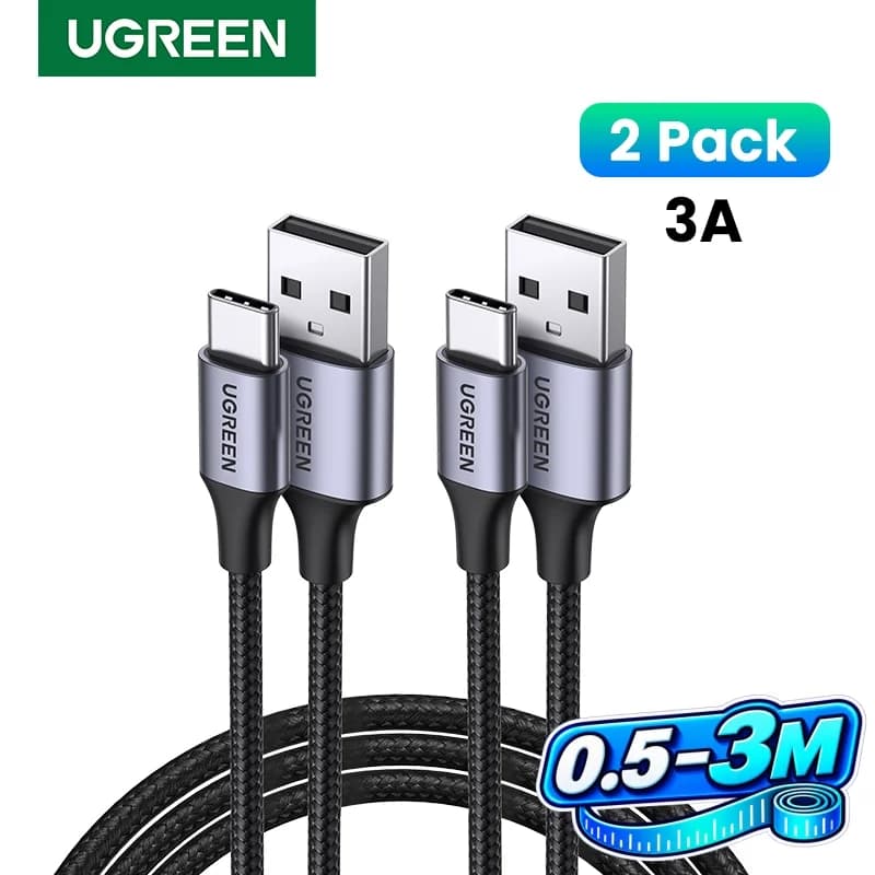 USB-C Cable 2-Pack, 3A, 0.25-3m