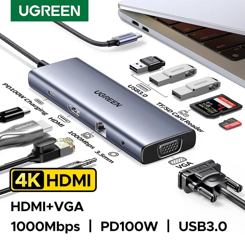 USB-C Docking Station, Dual Monitor, PD100W