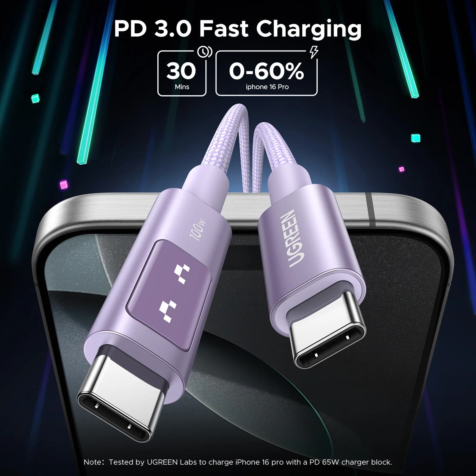 USB-C to USB-C Cable, 100W PD, Multicolor