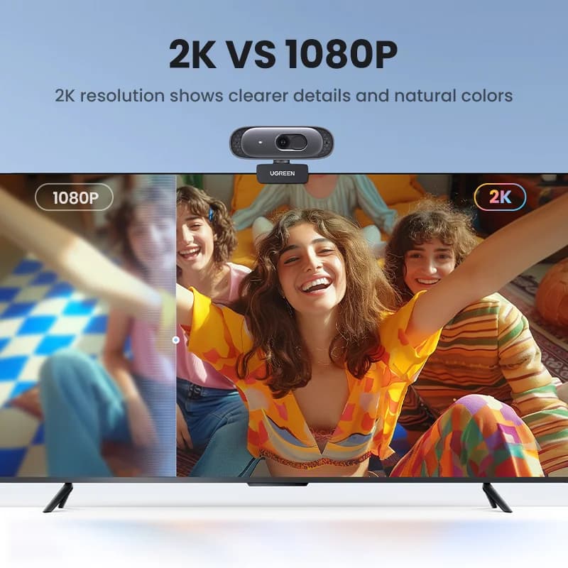 2K HD USB Webcam with Dual Microphones