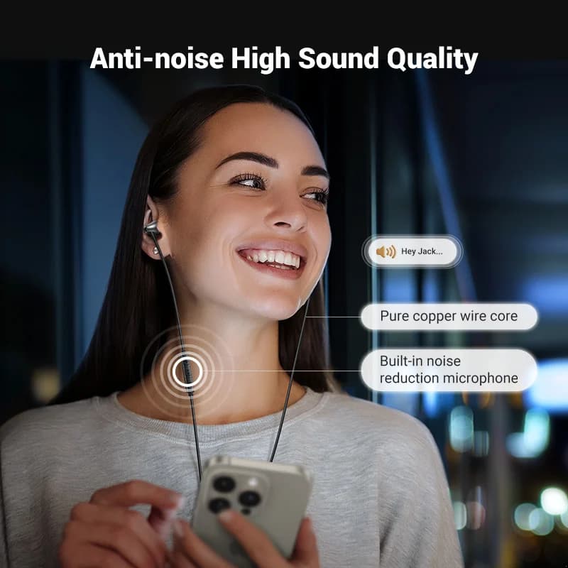 USB-C Wired Earbuds with 3.5mm Jack and Microphone