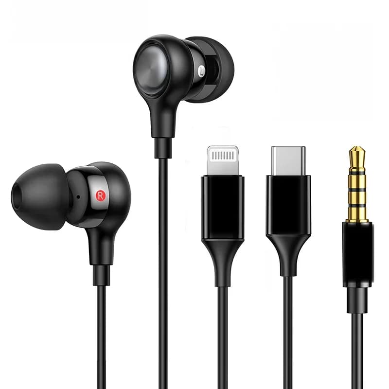 Wired In-Ear Earphones with USB-C and Lightning Connectors