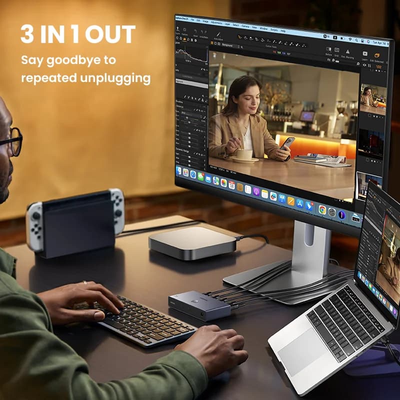 HDMI 2.1 Switcher 3-in-1 Out 8K Remote