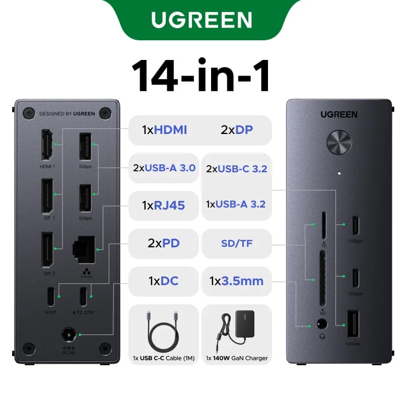 14-in-1 USB-C Docking Station, Triple Display, 10Gbps