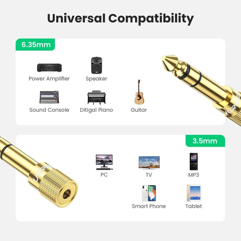 6.35mm Male to 3.5mm Female Audio Adapter