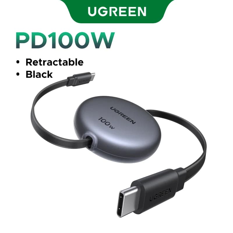 Retractable USB-C to USB-C Cable, 100W PD