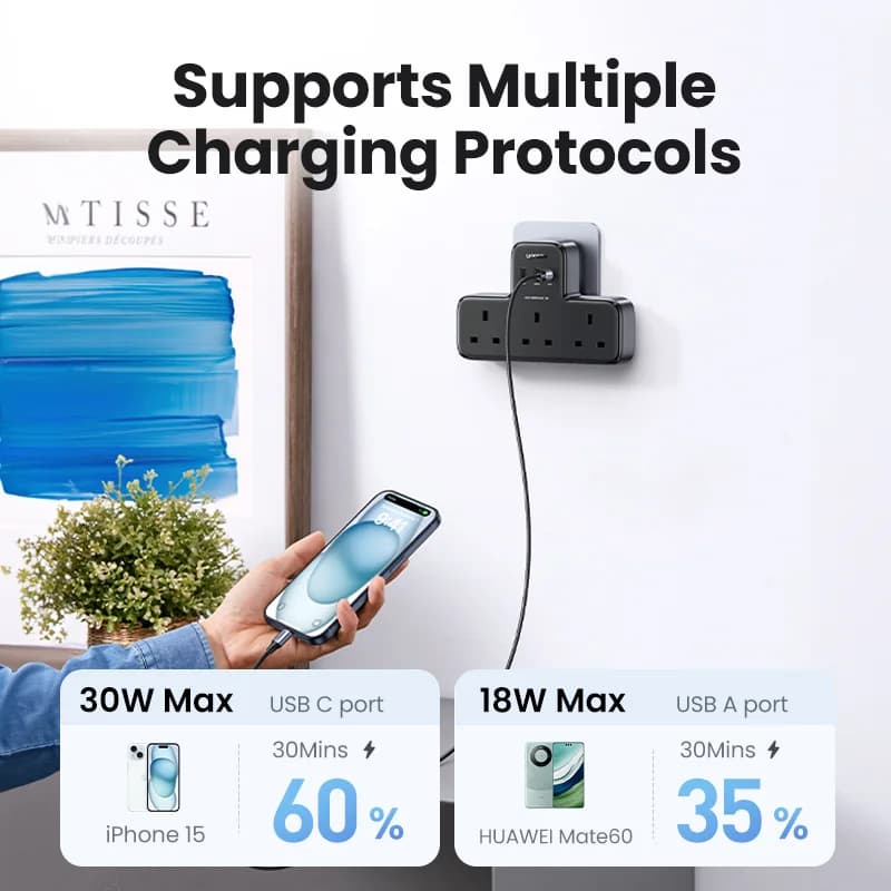 30W UK Plug Desktop Charger Power Strip