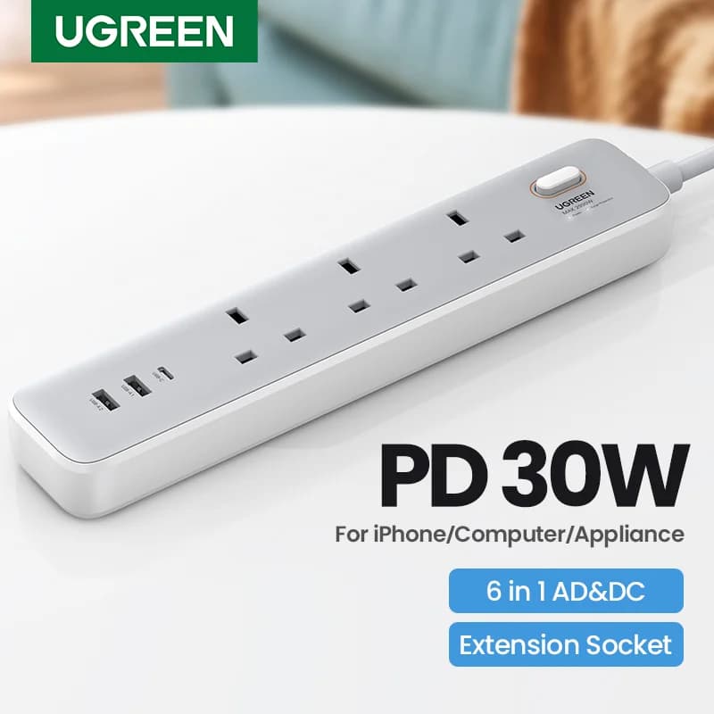 30W Desktop Charger Power Strip with UK Plug