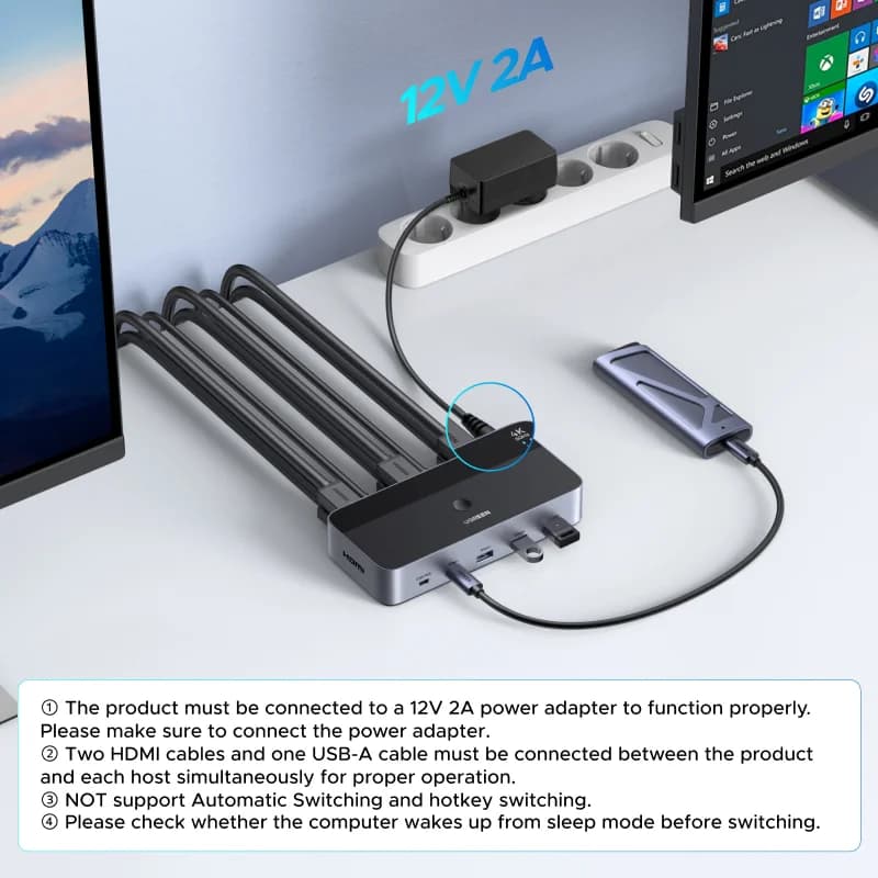 Dual Monitor KVM Switch with HDMI and USB-C