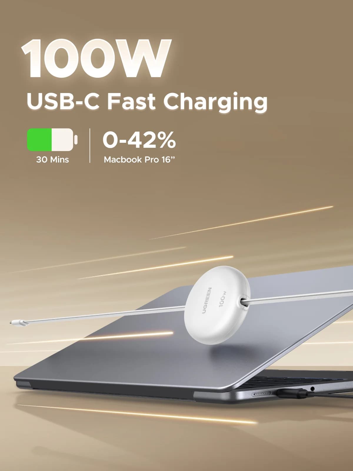 Retractable USB-C to USB-C Cable, 100W PD